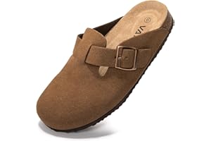 Vayfio Suede Clogs Potato Shoes Cork Footbed Sandals Comfort Mules with Arch Support Slip On Slippers