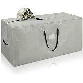 Cozypower Halloween 12ft Skeleton Storage Bag with Dual Zipper Totes, Grey | 65x30x30 Tote for Skeleton Decor, Christmas Tree Storage Bag, Heavy Duty Extra Large Container with Handles and Dual Zipper
