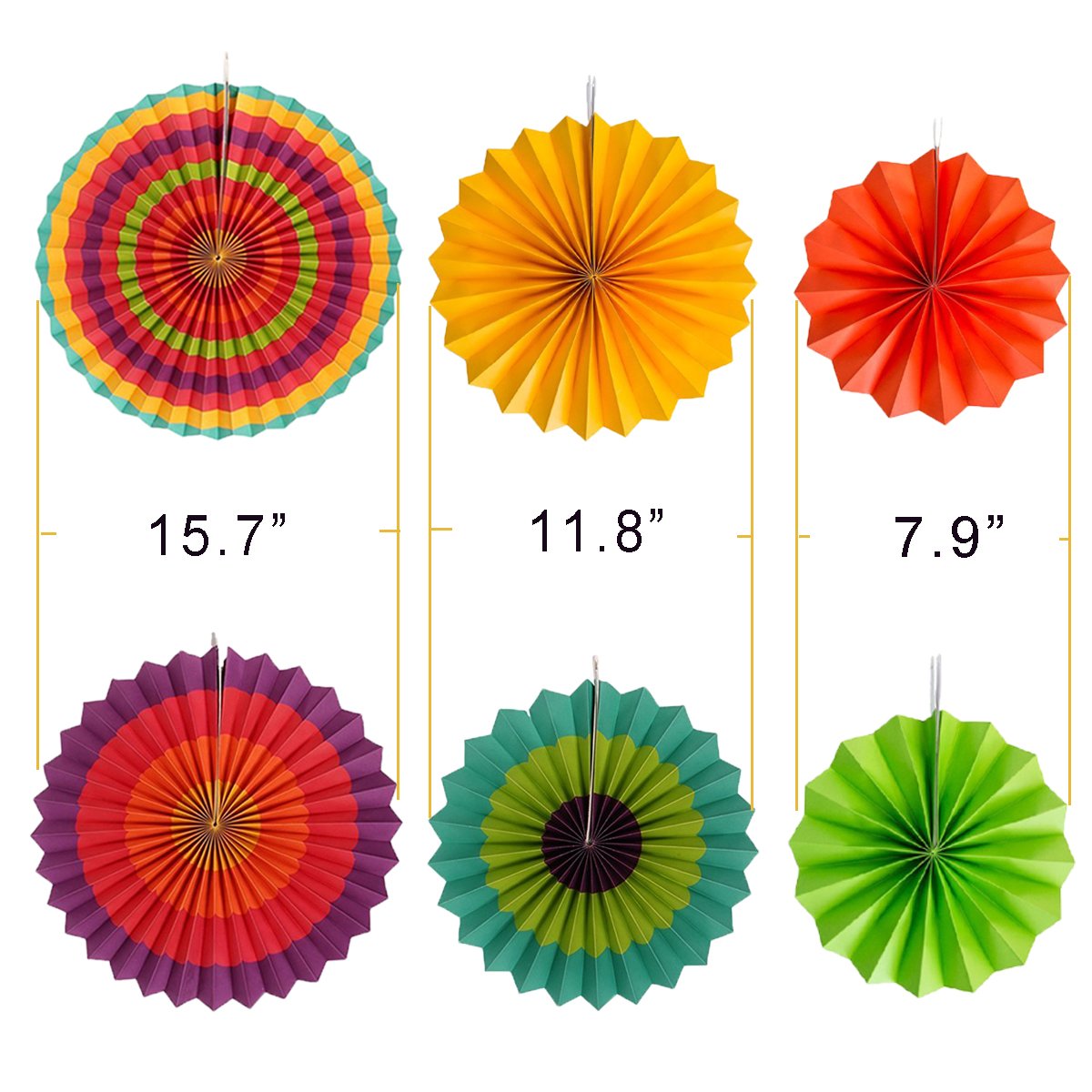 Paper Fan Decoration Set of 12 for Wedding Birthday And Various Parties Colorful Fan Party Decor