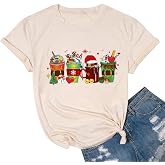 hcihgzr Christmas Shirts for Women Merry and Bright Christmas Shirt Xmas Tree Graphic Holiday T-Shirt Tops