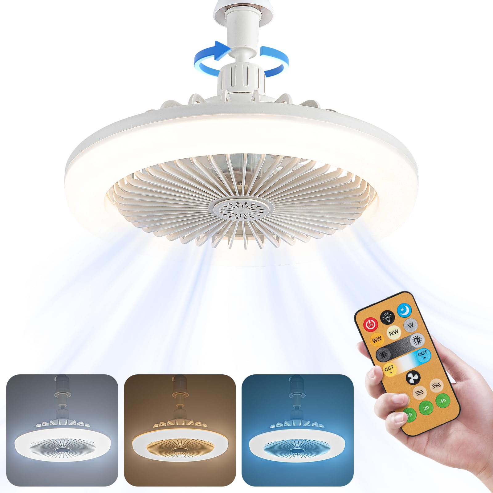 Mua HMcf035 Ceiling Fan with Light, Modern Bedroom LED Ceiling Fans with Remote Control,360