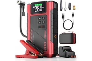 PABULUMㅤ 4500A Car Jump Starter with Air Compressor, Portable Battery Charger Jumpstart 12V Vehicle, Power Pack with 150PSI Tire Inflator for 9.0L Gas/7.5L Diesel Engines Jump Box with Light and Jumper Cable