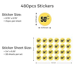 Mobiusea Creation 480pcs Price Stickers | 50 Cent
