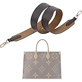 XYJG Vachetta Leather Strap for LV ONTHEGO Bag,Double Sided Usable Color-Blocking Cowhide Crossbody Adjustable Strap