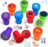 ZSRVAJ 10 Pcs Zoo Animal Self-Inking Stamps for Kids Crafting Birthday Gift view 1