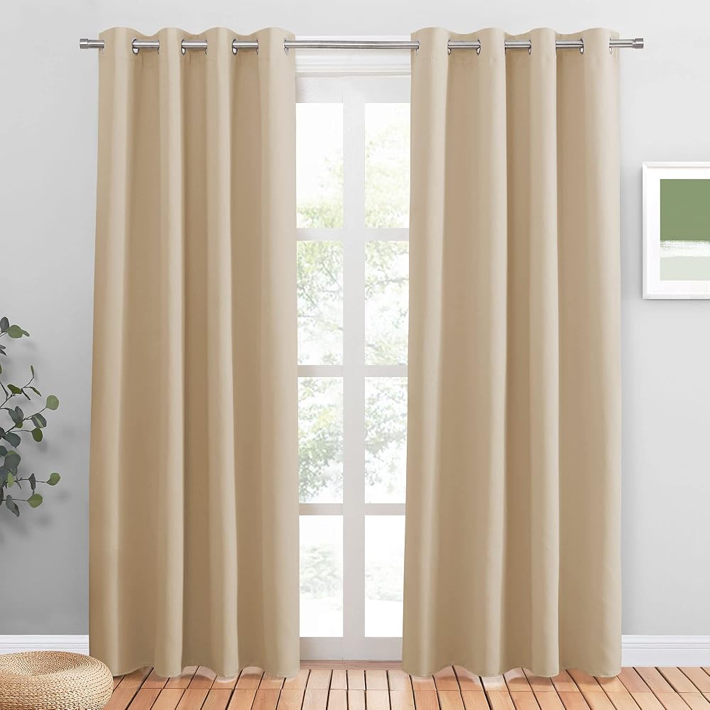 PONY DANCE Be ige Thermal Window Curtains 2 Panels 55x79 Biscotti Beige