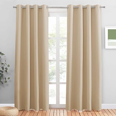 PONY DANCE Be ige Thermal Window Curtains 2 Panels 55x79 Biscotti Beige