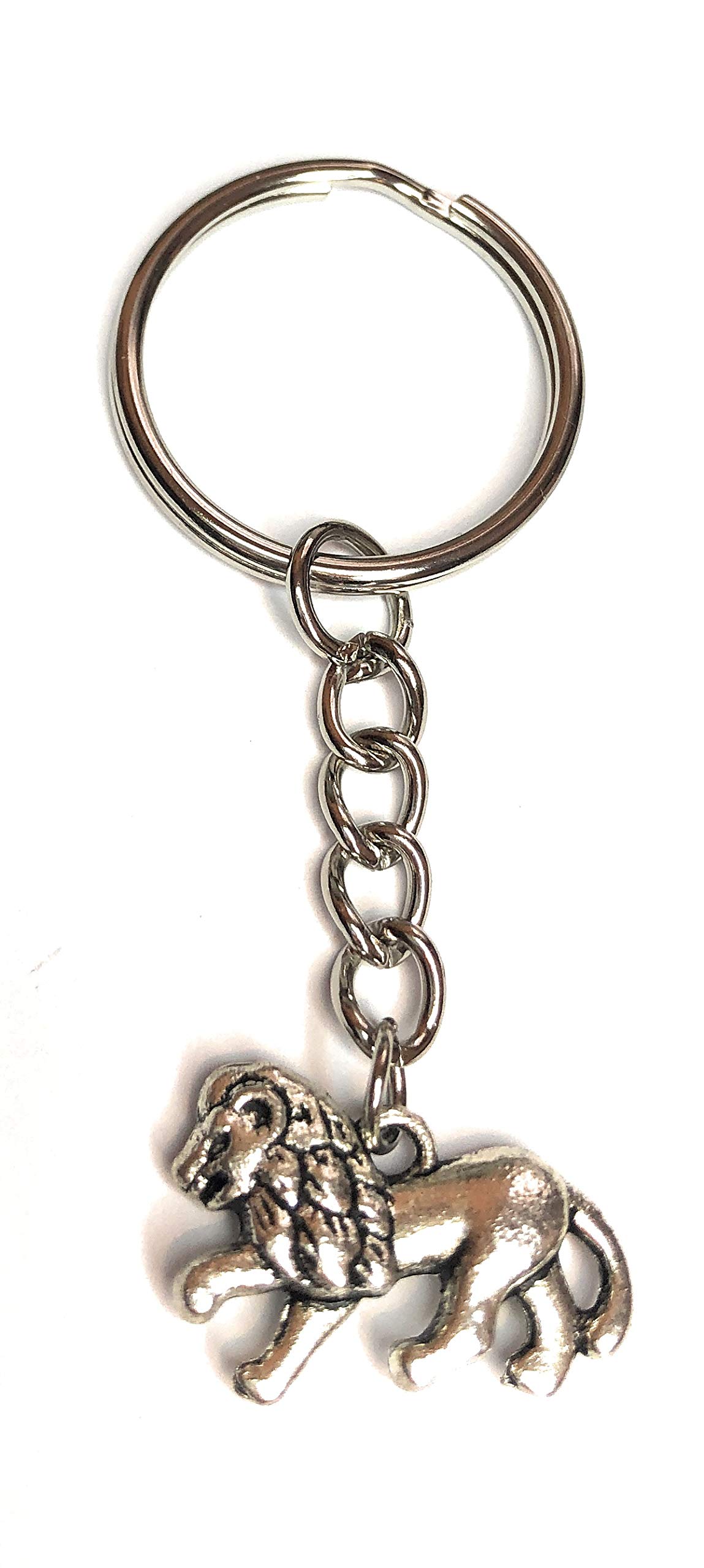 FizzyButton Gifts Lion Charm Keyring Key Ring with Silver Tone Keychain