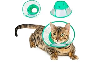 AWOOF Cat Cone Collar, Adjustable 6.5-9.4Inches Cat Elizabethan Collar for Recovery, Pet Cone Collar for After Surgery, Lightweight Plastic Elizabethan Collar for Cats, Kitten, Mini Dogs and Rabbits