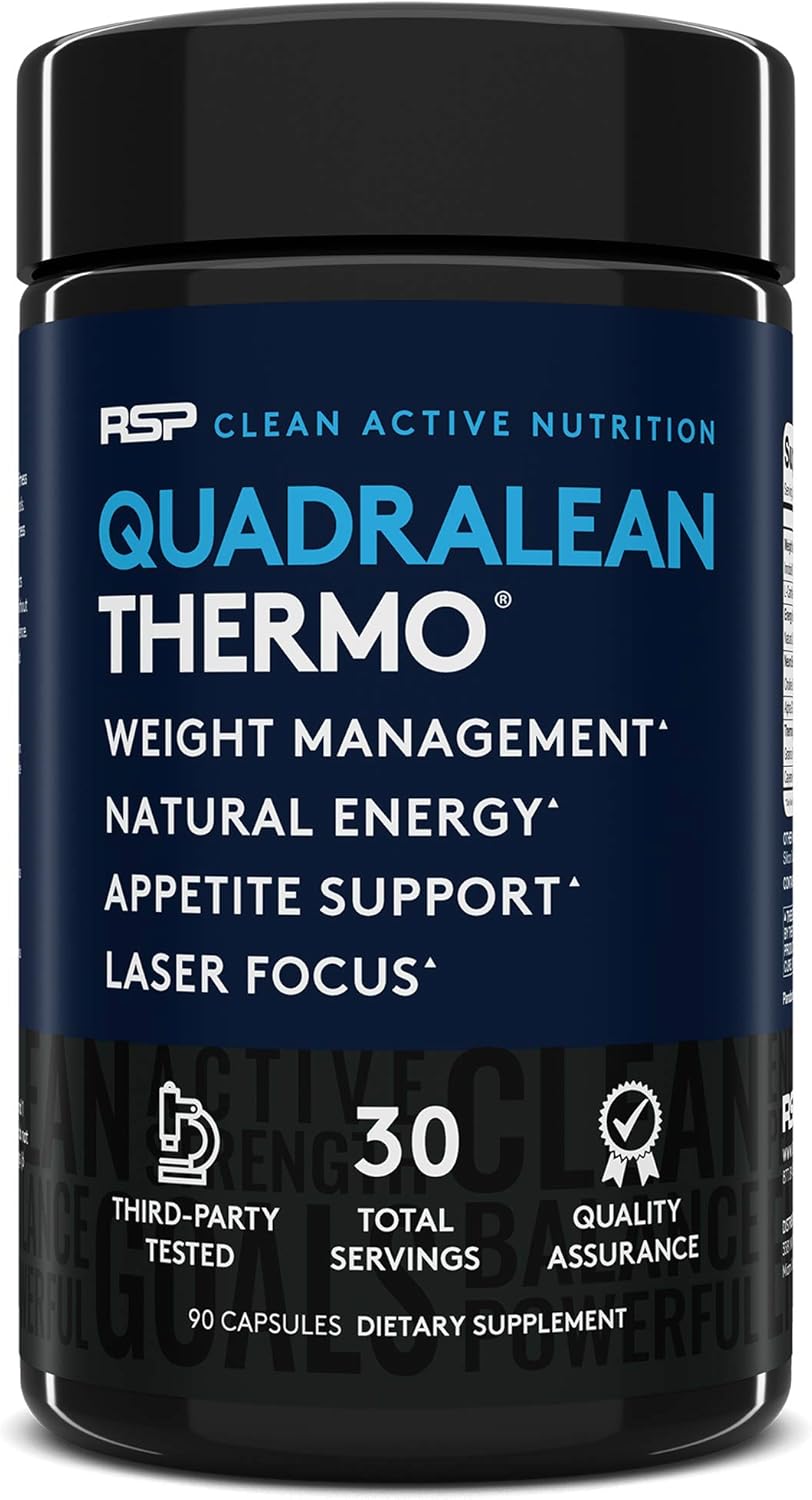 RSP QuadraLean Thermogenic Fat Burner for Men & Women, Weight Loss Supplement, Crash-Free Energy, Metabolism Booster & Appetite Suppressant, Diet Pills, 30 Serv: Health & Personal Care