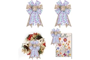 THREETOLS 2 PCS Purple Lavender Spring Bows for Wreath, Spring Vintage Butterfly Wreath Bows Idyllic Romantic Floral Bows for Front Door, Farmhouse Ornament Burple Tree Bows for Holiday Indoor Outdoor Decor
