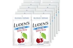 LUDENS Luden's Sugar Free Wild Cherry Throat Drops, Sore Throat Relief, 25 Count (12 Pack)