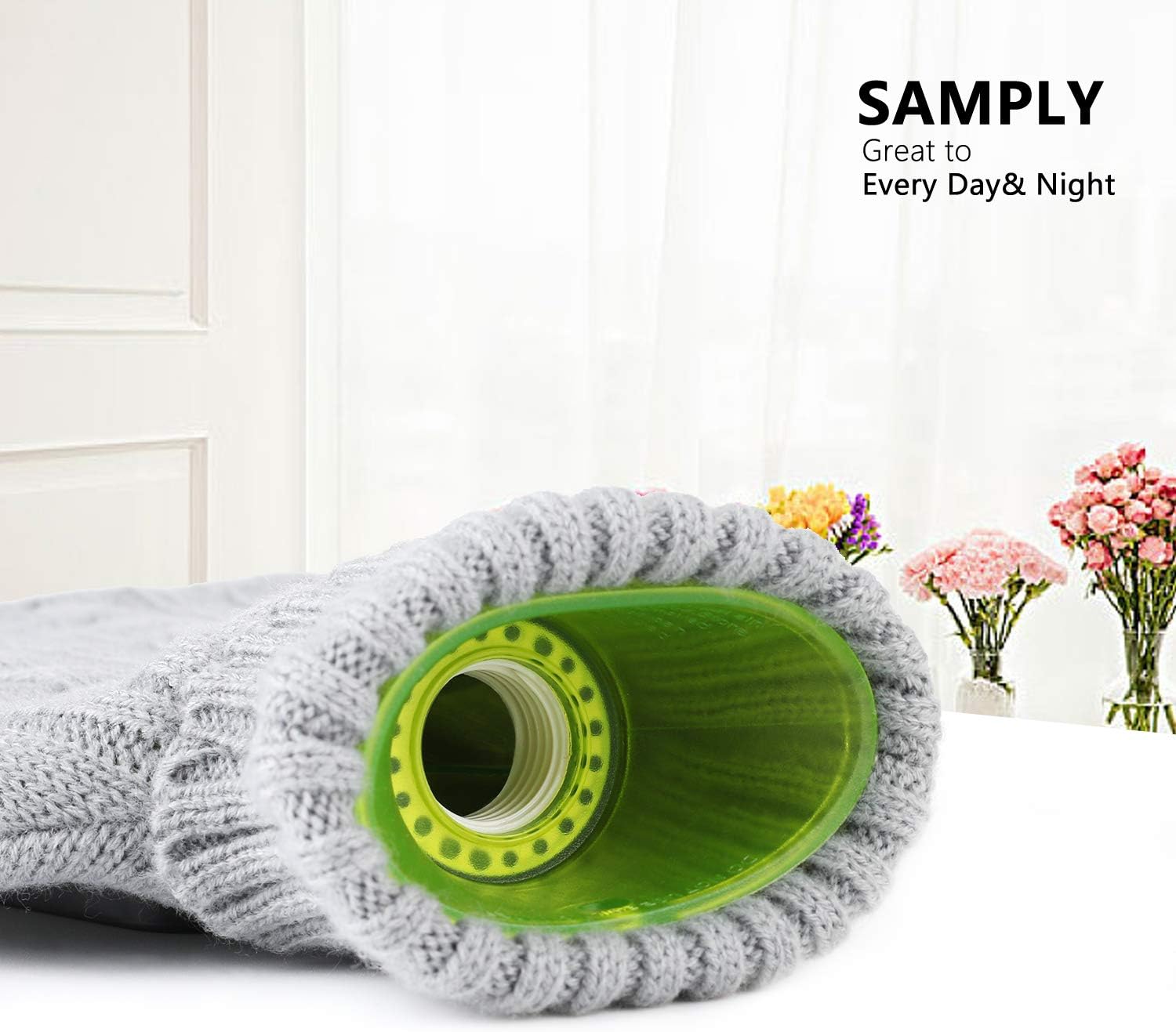 samply Hot Water Bottle with Knitted Cover, 2L Hot Water Bag for Hot and Cold Compress Hand Feet Warmer - Image 5