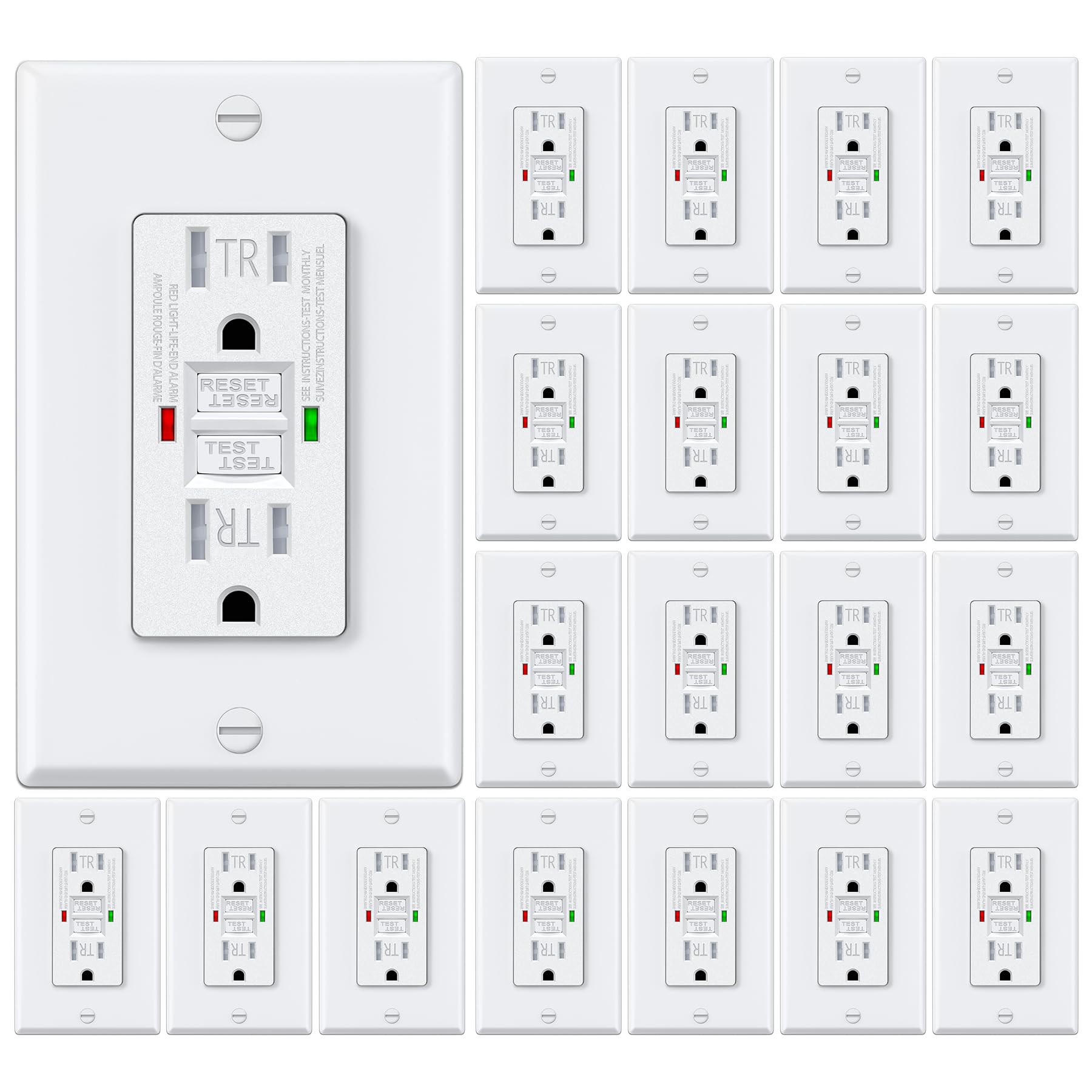 ELECTECK 20 Pack GFCI Outlets 15 Amp, Tamper