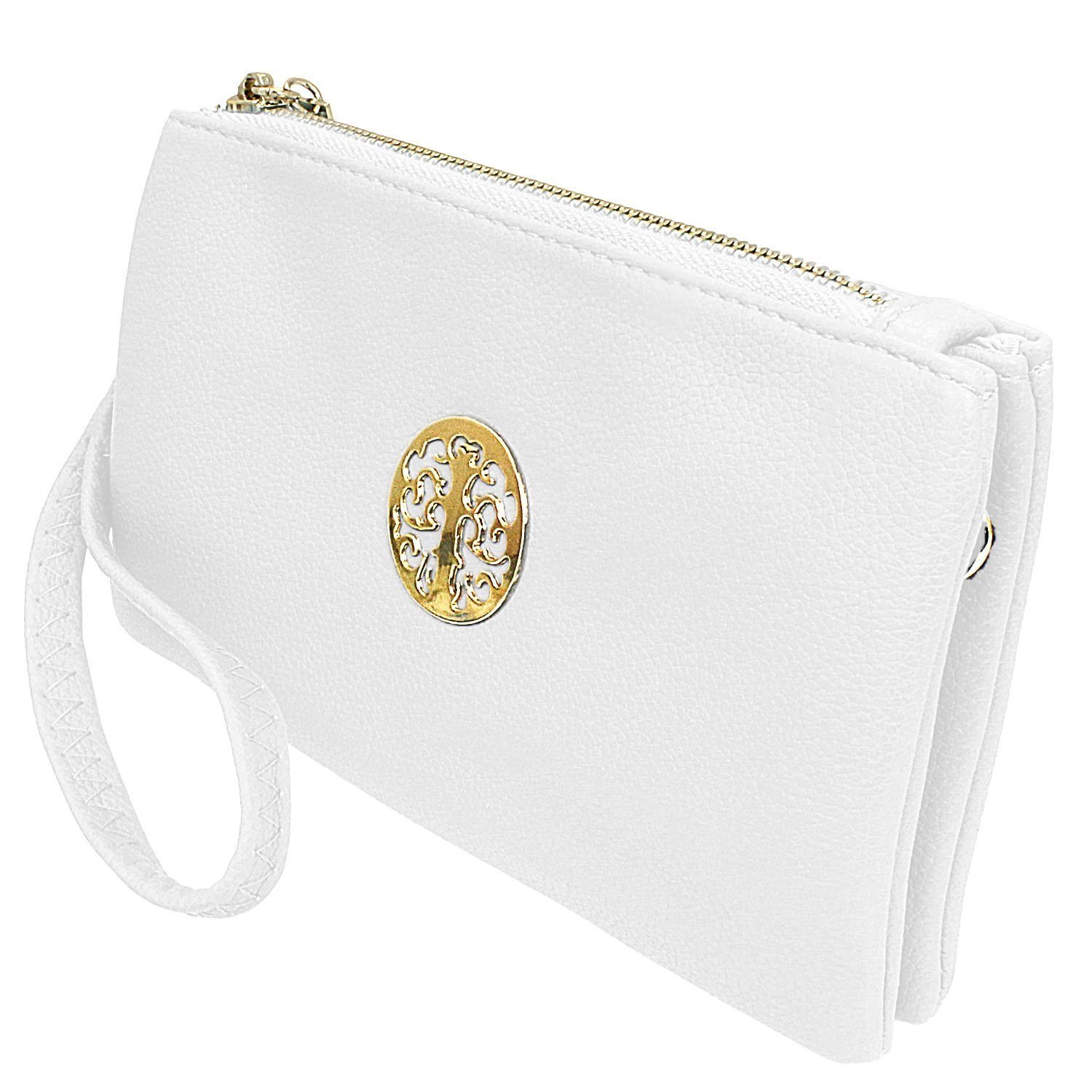 Women's Long & Son Small Clutch, Wristlet, Shoulder ,Cross-Body Bags 3141 (White)