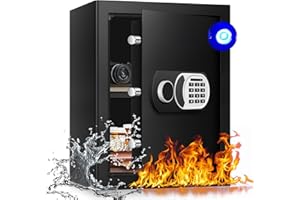 ToruKeep 2.4 Cu Ft Home Safe Box Fireproof Waterproof Digital Security Box Steel Construction with Electronic Keypad, Removable Shelf, Hidden Key Lock, LED Light for Document Money Jewelry Valuables