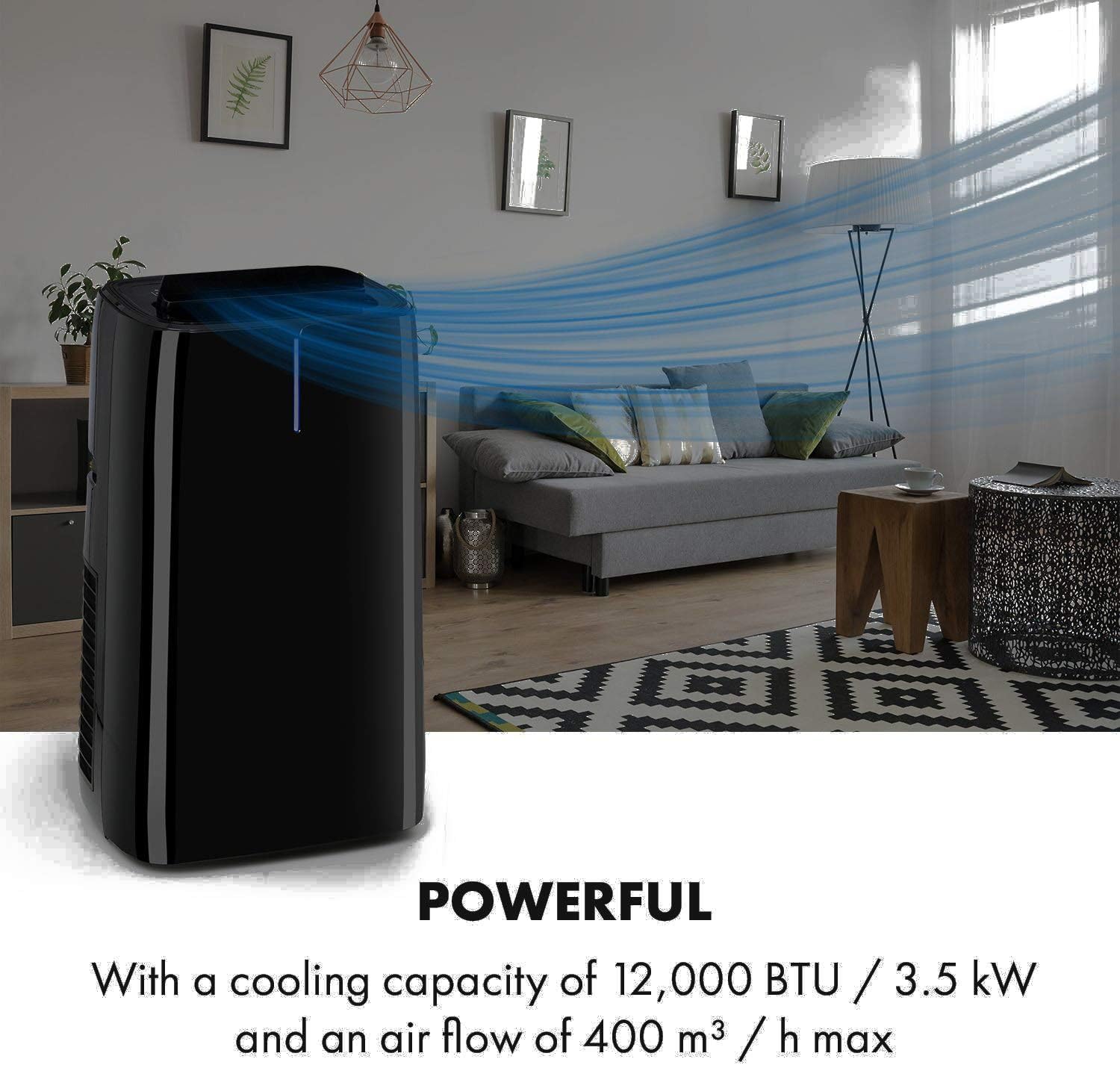 Klarstein Metrobreeze Las Vegas 12 2g 3 In 1 Air Conditioning Dehumidifier Fan 12 000 Btu 3 5 Kw Recommended Room Size 35 59 M Dehumidification Capacity Of 1 2 L H Mobile Black Amazon De Large Appliances