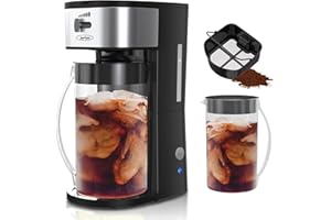 SUNVIVI Iced Tea Maker with 3-Quart Pitcher, Iced Coffee Brewing Maker for Ground Coffee, Tea Bags, Loose Leaf Tea, 7 Cups Coffee Machines for Home, Strength Control for Flavor, Black
