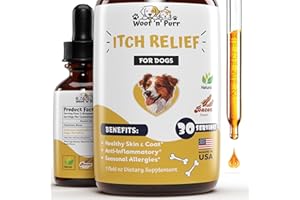 WOOF 'N' PURR Natural Itch Relief for Dogs - Dog Itch Relief - Helps to Naturally Reduce Itching, Scratching, & More - Allergy Relief for Dogs Itching - Dog Itching Skin Relief - 1 fl oz - Bacon Flavor