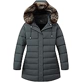 Pefflarge Women’s Plus Size Down Jacket Puffer Coat | Windproof, Waterproof, Detachable Hood, Insulated for Winter Travel