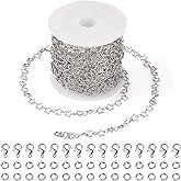 Pandahall 14K White Gold Plated Star Link Chains 16.4 Feet Brass Star Chains Platinum Soldered Jewelry Chains with Jump Rings Lobster Claw Clasps for Bracelet Necklace Jewelry Making