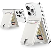 TopMade for MagSafe Wallet with Adjustable Stand, Strongest Magnetic Phone Card Holder for iPhone 17/16/15/14/13/12 Series, Leather RFID Blocking Wallet, ID Window, Fit 6 Cards, White