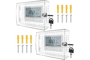 PILISPARK 2 PCS Universal Thermostat Lock Box,Thermostat Lock Box with Key,Clear Thermostat Cover with Lock for Thermostat on Wall,Thermostat Guard Fits All Thermostats 4.72" H x 6" W or Smaller
