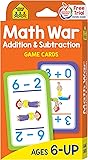 School Zone - Math War Addition & Subtraction Game Cards - Ages 6 and Up, Kindergarten, 1st Grade, 2nd Grade, Math Games…