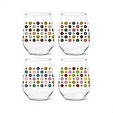 TOSSWARE RESERVE 16oz Stemless Wine Mid-Century Modern Series, SET OF 4, Premium Quality, Tritan Dishwasher Safe & Heat Resistant Unbreakable Plastic Printed Glasses
