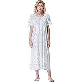 Keyocean Women Nightgowns, Soft 100% Cotton Lightweight Short Sleeve Night-dresses for Ladies