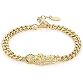 HZMAN Saint Jude Bracelet for Women Dainty Retro Religious 14K Gold Plated Cubic Zirconia St Jude Thaddaeus Link Bracelet Jewelry Gift