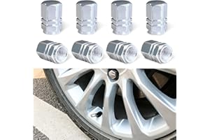 Ziciner 8 PCS Car Tire Valve Stem Caps, Aluminum Alloy Wheel Valve Covers with Rubber O-Ring, Corrosion Resistant Leak-Proof Tire Air Cap Set, Universal for SUV, Truck, Motorcycle, Bike (Silver)