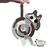 Cat Woven Coasters for Drinks Fun Brown Cat Crochet Coasters for Home Office Decor Cute Insulation Mat Tabletop Protection Suitable for Cups Funny Gifts