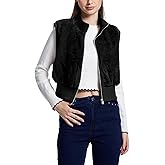 FASHIONSPARK Womens Cropped Faux Fur Vest Sleeveless Jacket Zip Up Fuzzy Sherpa Coat Shaggy Ribbed Warm Outerwear