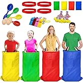 TITGIPE Potato Sack Race Bags - 32PCS Outdoor Games Sack Race Bags for Adults and Kids,3 Legged Race Bands,Egg Spoon Relay Race,Bean Bag Toss,Party Games for Kids,Field Day Games for Adults