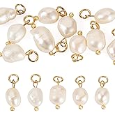Craftdady Natural Cultured Freshwater Pearl Charms Irregular Pearls Charms with Stainless Steel Loops for DIY Necklaces Bracelets Earrings Jewelry Making
