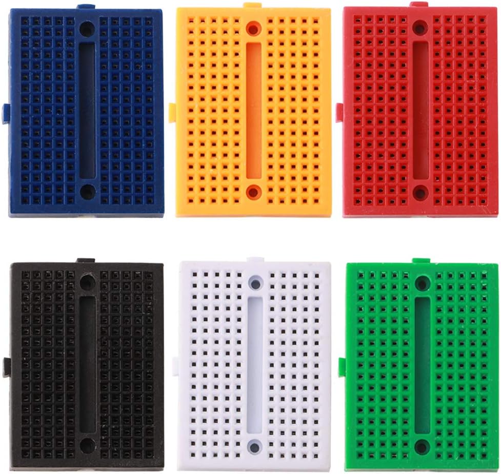 QitinDasen 6Pcs Premium 170 Tie-Points Breadboard, Solderless Prototype PCB Board, 6 Color Mini Plug-in Breadboard, with Double Sided Tape for Arduino Proto Shield