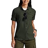 MoFiz Womens UPF 50+ UV Sun Protection Safari Shirts Long Sleeve Outdoor Cool Quick Dry Fishing Hiking Gardening Shirts