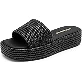 DREAM PAIRS Women Platform Slides Sandals Espadrilles Slip On Low Wedge Summer Open Toe Bohemia Dressy Beach Vacation Shoes