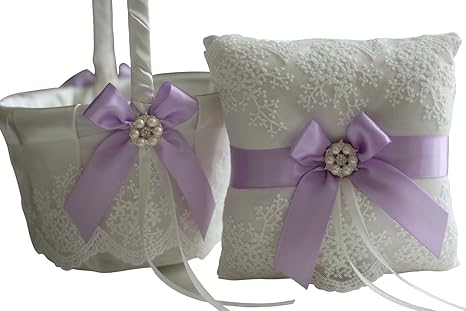 Lace Bearer Pillow Ivory Plum Wedding Flower Lace Ring Bearer Girl