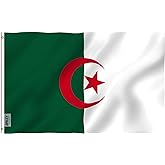 Anley Fly Breeze 3x5 Feet Algeria Flag - Vivid Color and Fade Proof - Canvas Header and Double Stitched - Algerian Flags Polyester with Brass Grommets 3 X 5 Ft