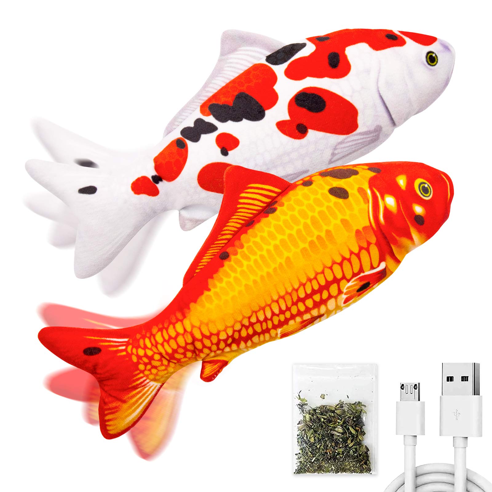 Photo 1 of TOOGE 2 Pack 9" Floppy Fish Cat Toys with SilverVine and Catnip for Indoor Cats for Small Dogs Interactive Automatic Flopping Fish Cat Kicker Toys for Cats Puppy Small Dog