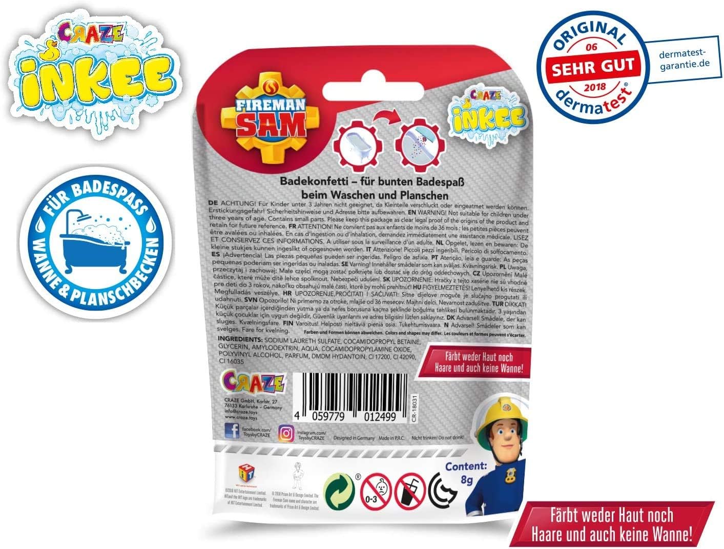 CRAZE INKEE Magic Fragrance 8 Pack Bath Confetti Bath Toy Fireman Sam Baby Toy Baby Bath Additive Children with Strawberry Fragrance Bath Fun for Children 12499 - Image 4