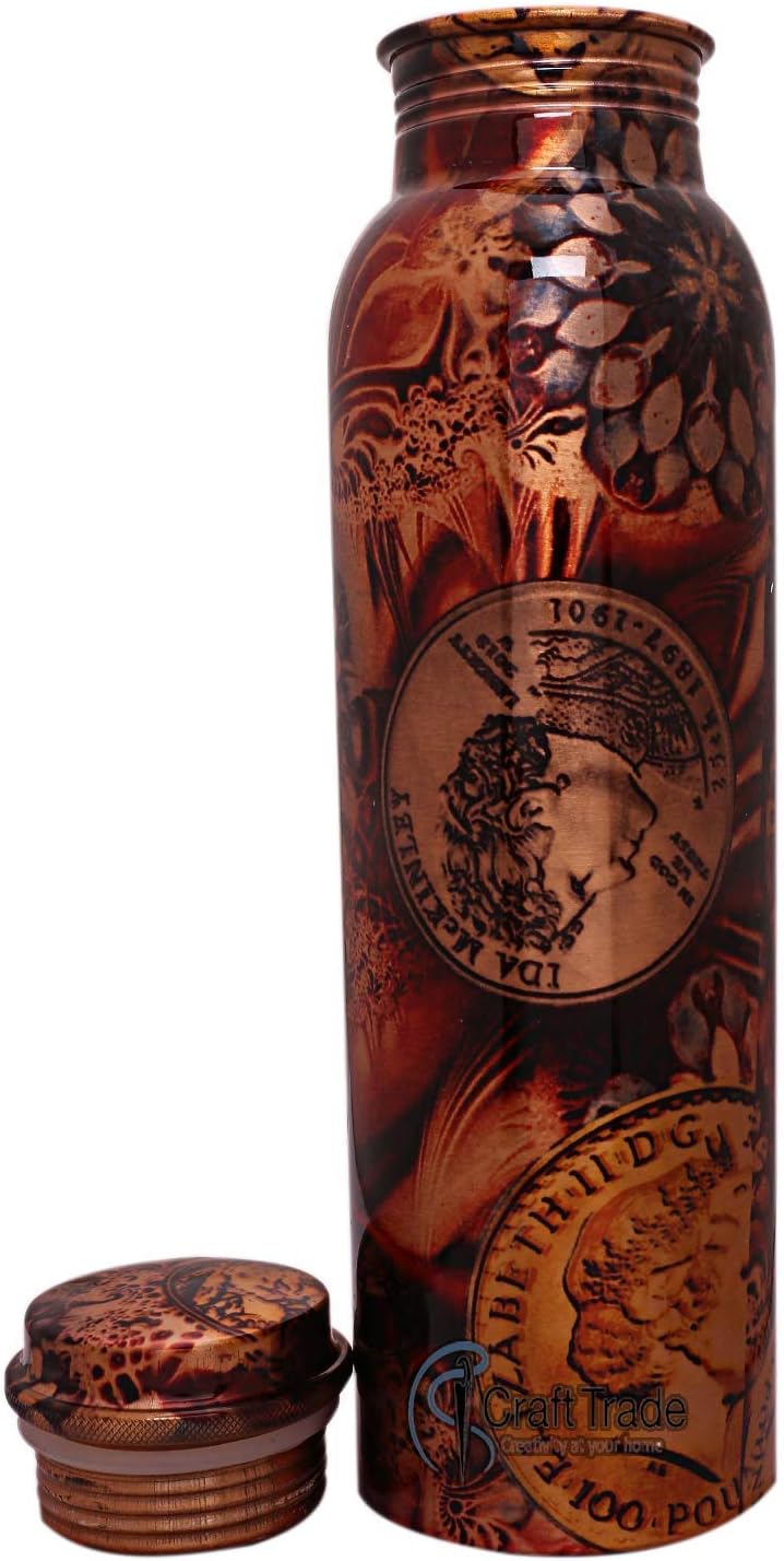 Craft Trade Copper Water Bottle, 1L, Set of 1, Ancient