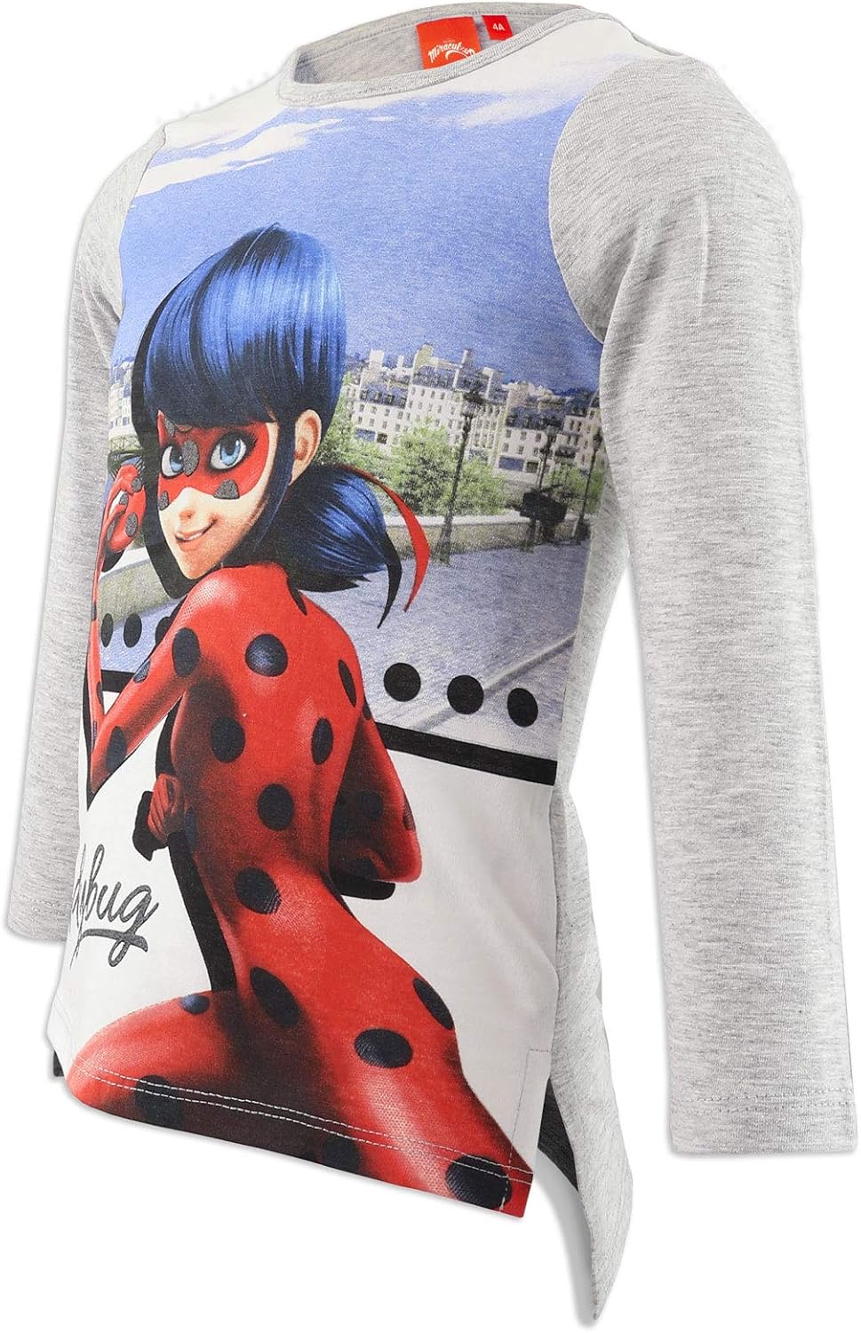 Miraculous LadyBug Cat noir Tshirt à manches longues en imprimé coton pour fille Tshirts, tops