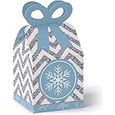 Big Dot of Happiness Winter Wonderland - Square Favor Gift Boxes - Snowflake Holiday Party and Winter Wedding Bow Boxes - Set of 12