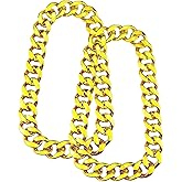 PinCute 2 Pack Big Chunky Gold Chain for Men: Fake Plastic Gold Chain Necklace, 80s 90s Punk Style Hip Hop Chain Necklace for Costume Jewelry Rapper