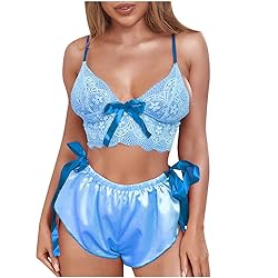 Women's Nightgown Two Piece Lace Satin Spaghetti