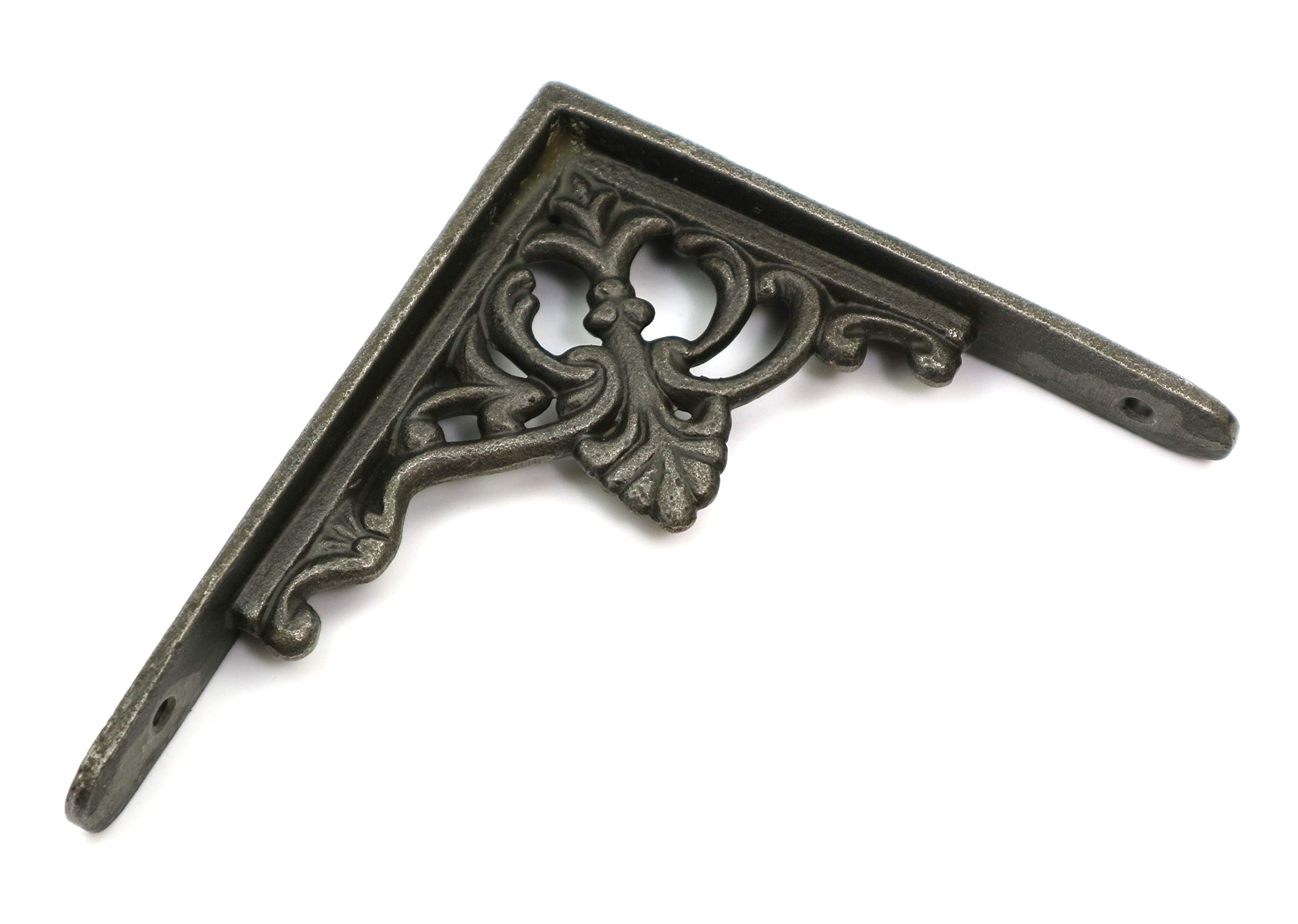 Pair of Small Shelf Brackets Floret Cast Antique Iron 130mm x 110mm