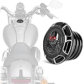 Motorcycle Gas Tank Cap Fit for Harley Sportster 1200 883, Softail, Road King, Iron 883 1200, Freewheeler, Forty Eight, Fat Boy, Dyna | Skull Pattern Fuel Tank Cove (Black)